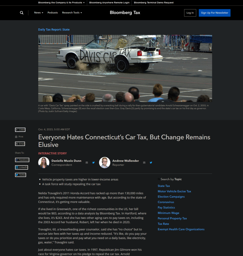 Connecticut Car Tax Analysis Andrew Wallender